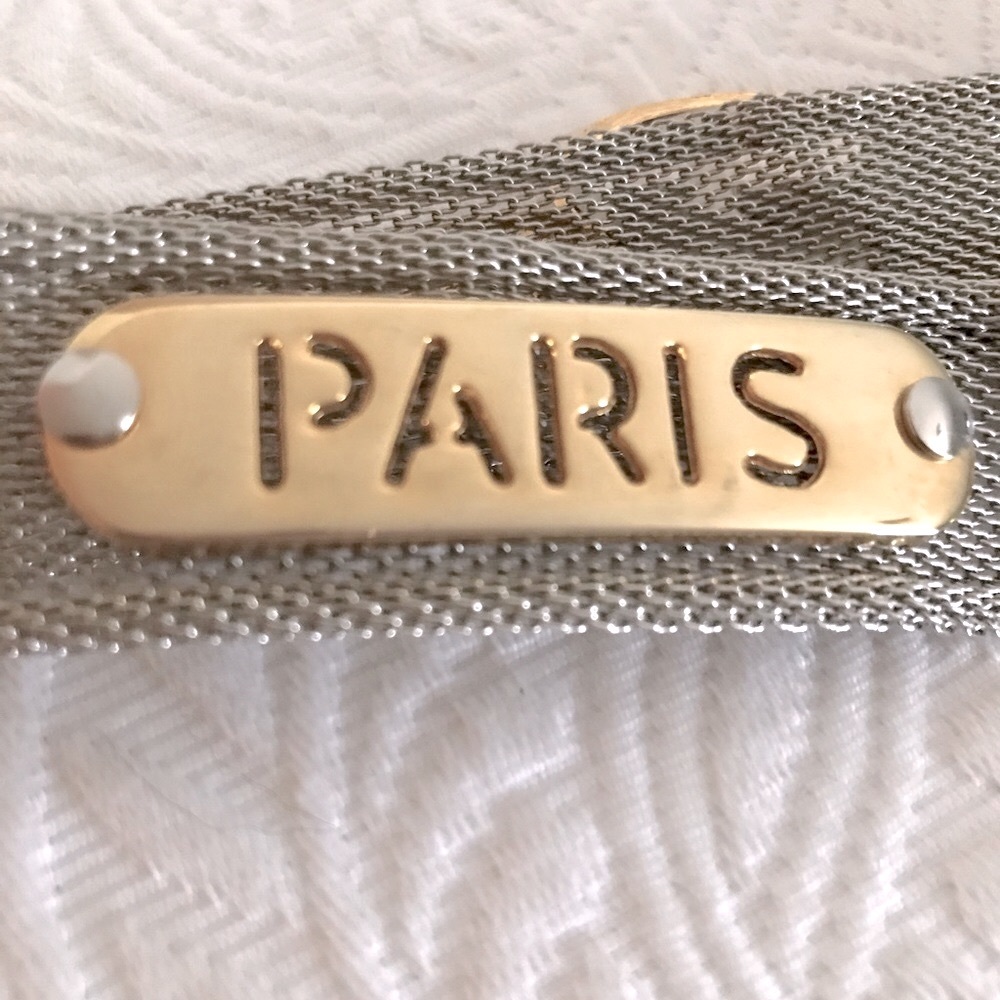 Vintage “CITIES“ 1990s Silver/ Gold Metal Mesh Vintage Belt - Picture 7 of 17
